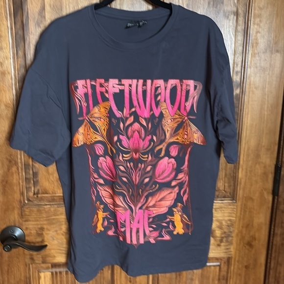 Fleetwood Mac Music Boxy Graphic Tee Floral butterfly pink orange shirt Sz S 6/8 - Picture 6 of 7